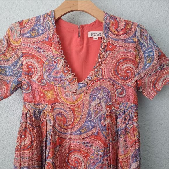 Molly Bracken Paisley bohemian coastal midi dress size small new - Picture 2 of 11